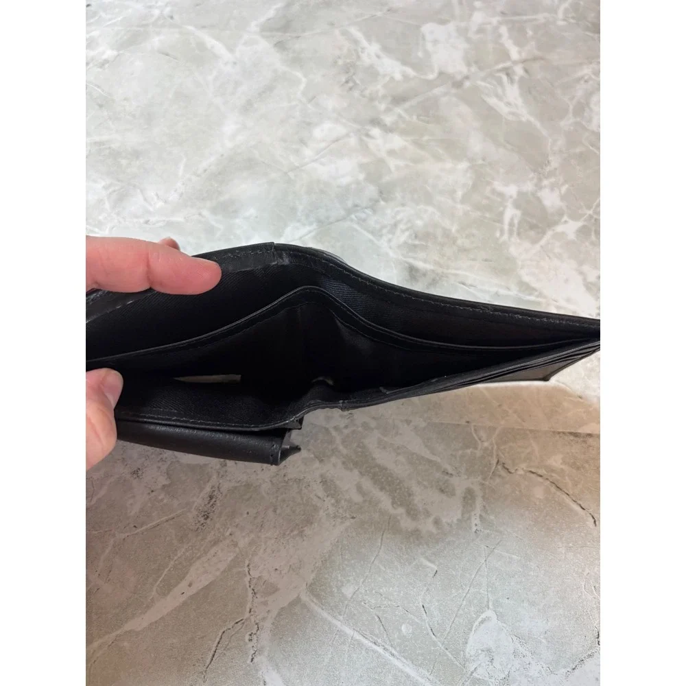 Rolfs Mens Black Full Grain Italian Lambskin Leather‎ Bifold Wallet Pull Out ID